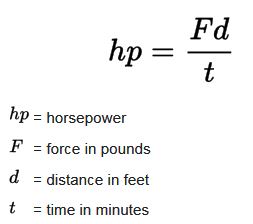 Formula for calculating horsepower